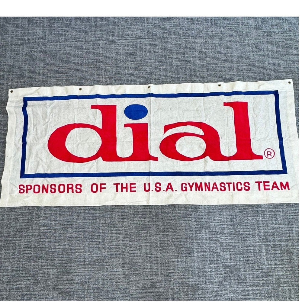 Vintage Dial Soap Felt Promo‎ Advertising Banner USA Gymnastics 30x70 Sign